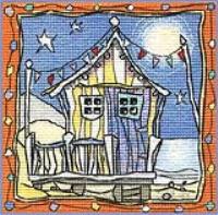 Mini Beach Hut in Moonlight - Click for larger image